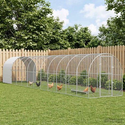 vidaXL Chicken Coop Silver 1200 x 200 x 200 cm Galvanised Steel