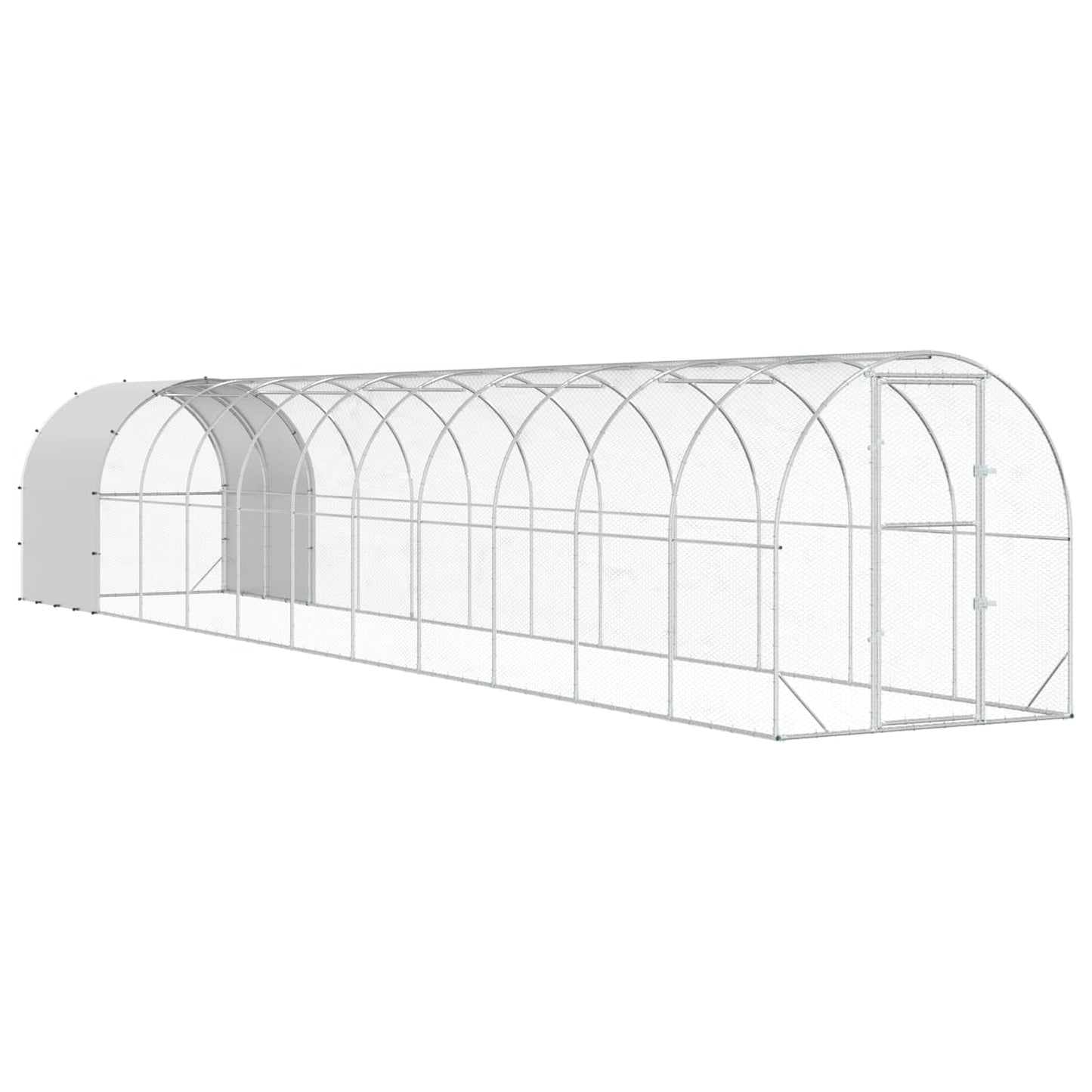 vidaXL Chicken Coop Silver 1200 x 200 x 200 cm Galvanised Steel
