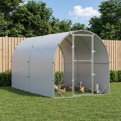 vidaXL Chicken Coop Silver 400 x 200 x 200 cm Galvanised Steel