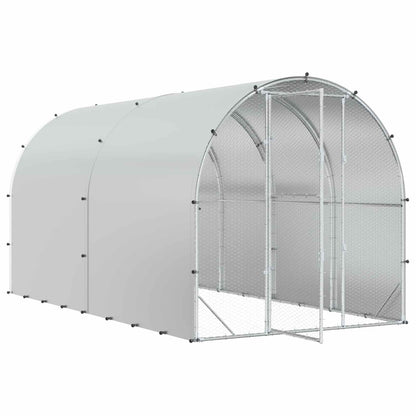 vidaXL Chicken Coop Silver 400 x 200 x 200 cm Galvanised Steel