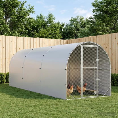vidaXL Chicken Coop Silver 600 x 200 x 200 cm Galvanised Steel