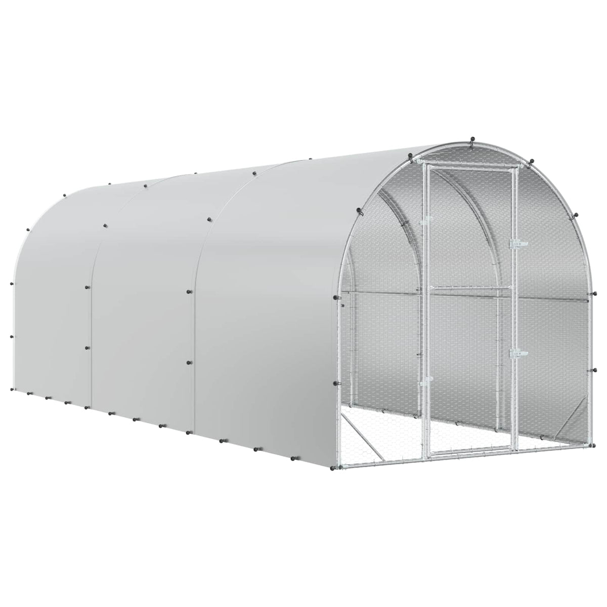 vidaXL Chicken Coop Silver 600 x 200 x 200 cm Galvanised Steel