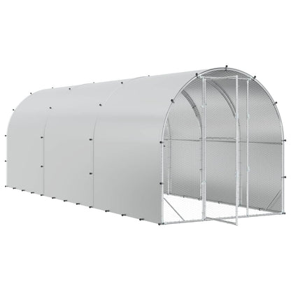vidaXL Chicken Coop Silver 600 x 200 x 200 cm Galvanised Steel