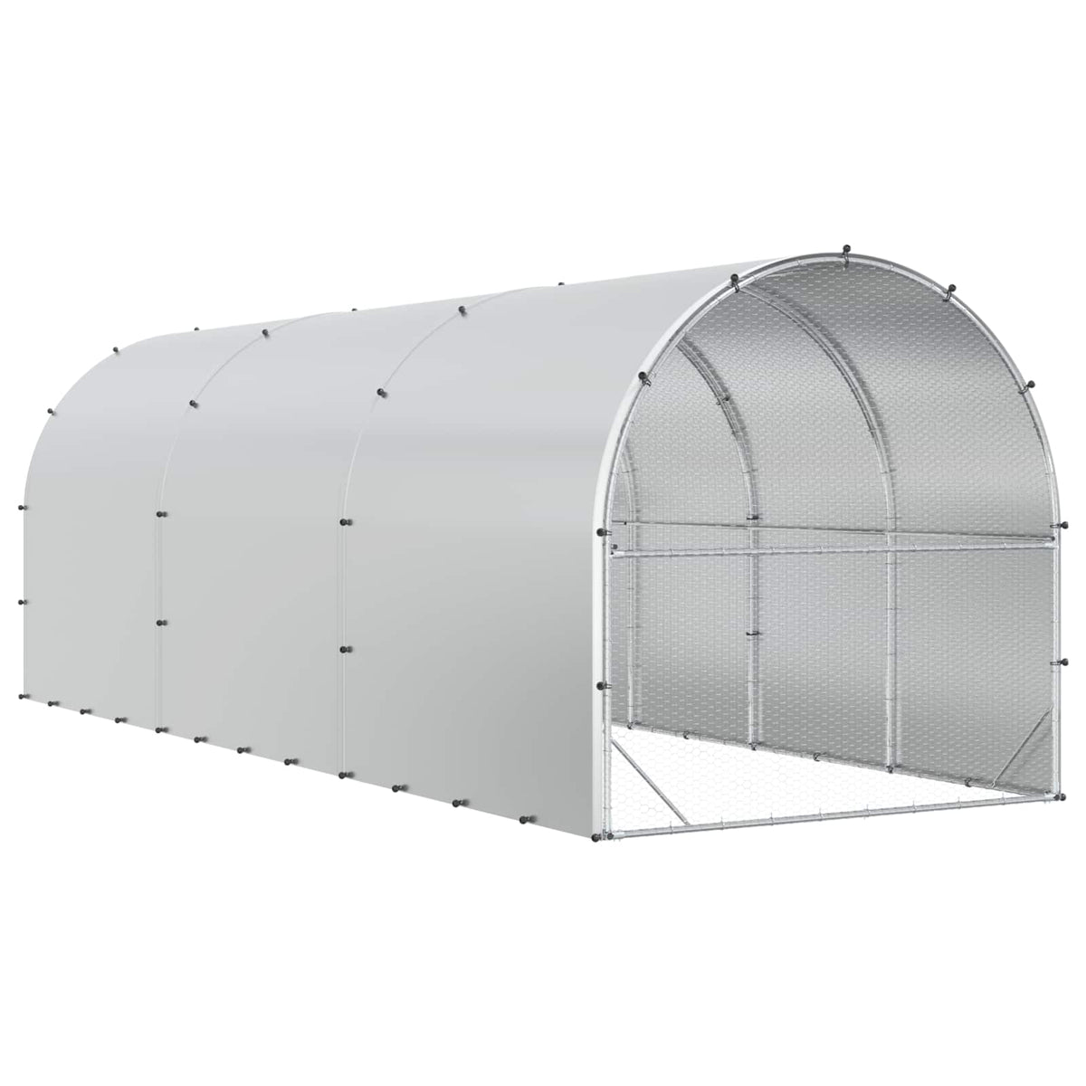 vidaXL Chicken Coop Silver 600 x 200 x 200 cm Galvanised Steel
