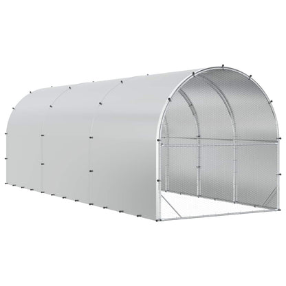 vidaXL Chicken Coop Silver 600 x 200 x 200 cm Galvanised Steel
