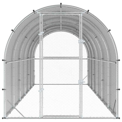 vidaXL Chicken Coop Silver 600 x 200 x 200 cm Galvanised Steel