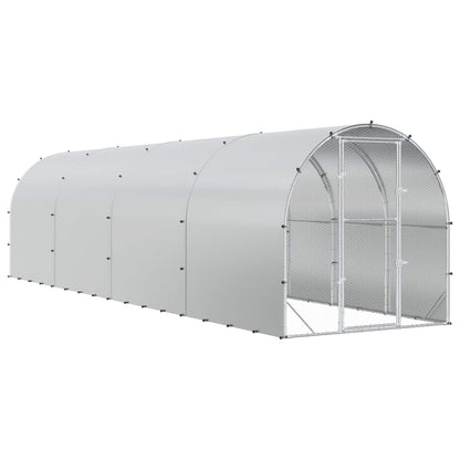 vidaXL Chicken Coop Silver 800 x 200 x 200 cm Galvanised Steel