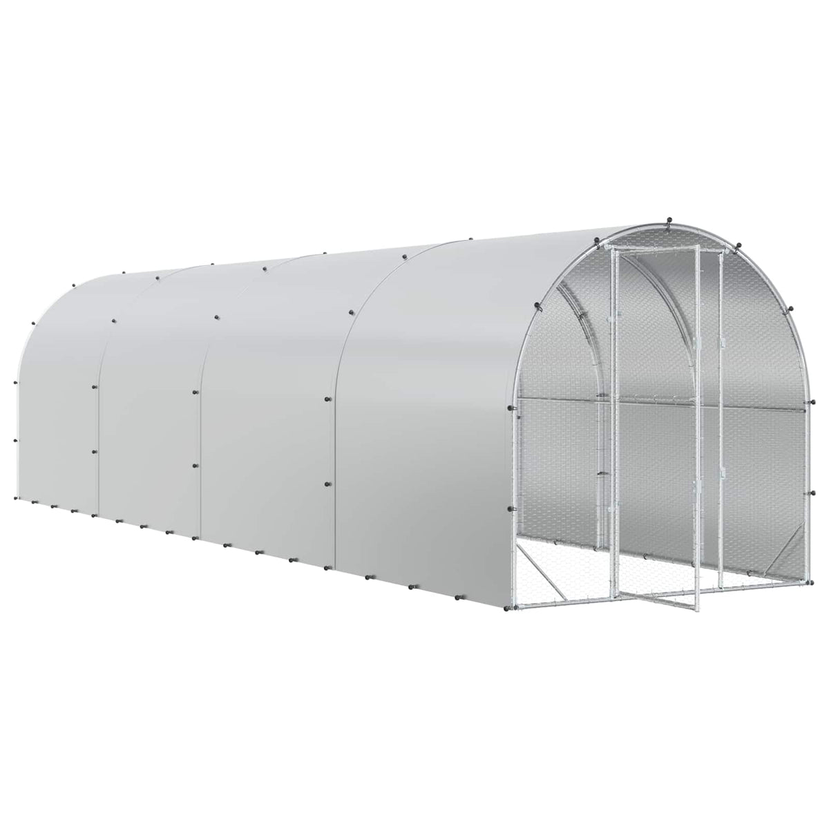 vidaXL Chicken Coop Silver 800 x 200 x 200 cm Galvanised Steel