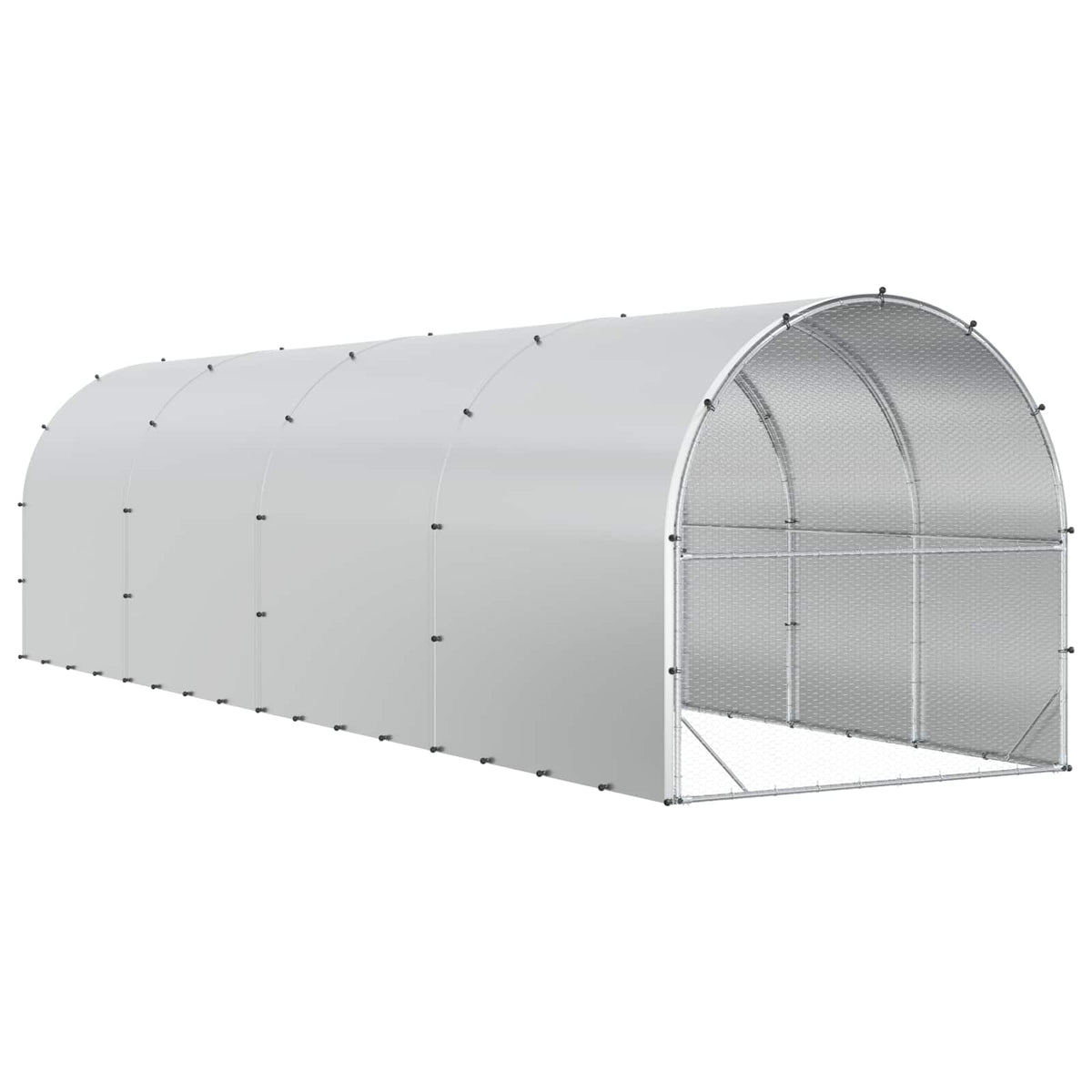 vidaXL Chicken Coop Silver 800 x 200 x 200 cm Galvanised Steel