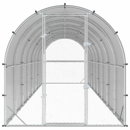 vidaXL Chicken Coop Silver 800 x 200 x 200 cm Galvanised Steel