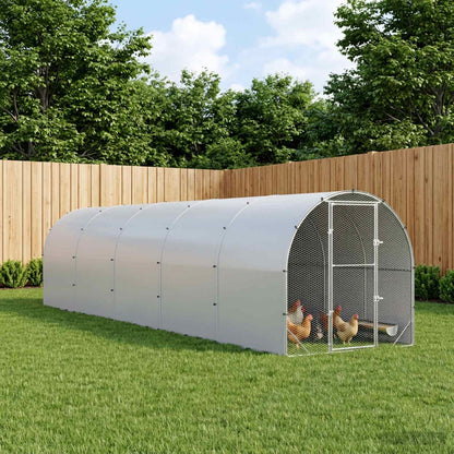 vidaXL Chicken Coop Silver 1000 x 200 x 200 cm Galvanised Steel