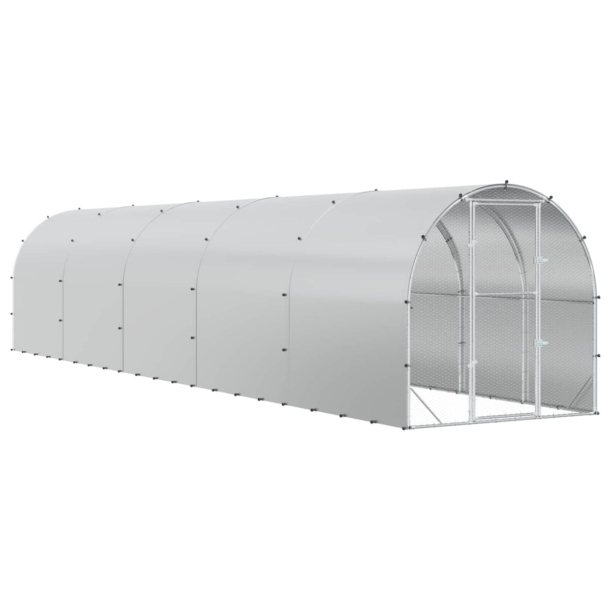 vidaXL Chicken Coop Silver 1000 x 200 x 200 cm Galvanised Steel