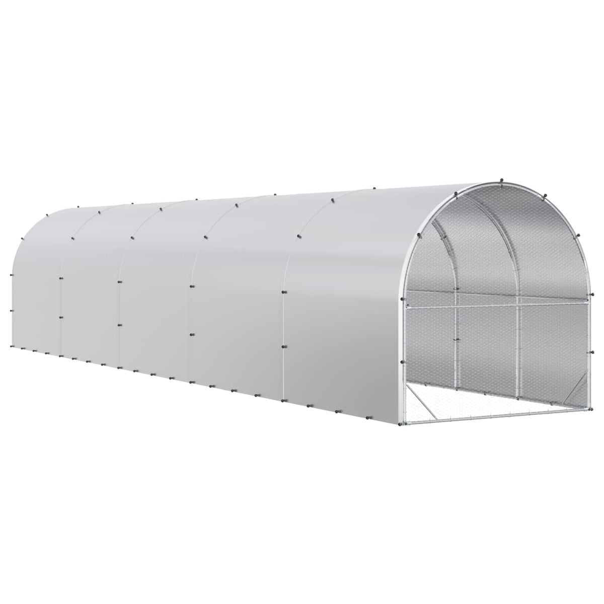 vidaXL Chicken Coop Silver 1000 x 200 x 200 cm Galvanised Steel