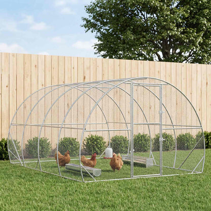 vidaXL Chicken Coop Silver 400 x 300 x 200 cm Galvanised Steel