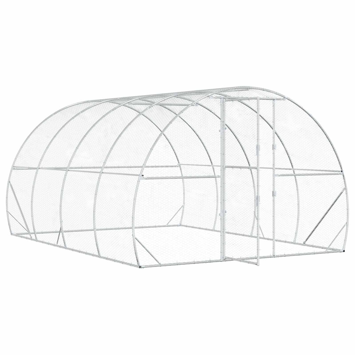 vidaXL Chicken Coop Silver 400 x 300 x 200 cm Galvanised Steel