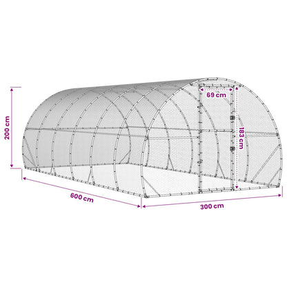 vidaXL Chicken Coop Silver 600 x 300 x 200 cm Galvanised Steel