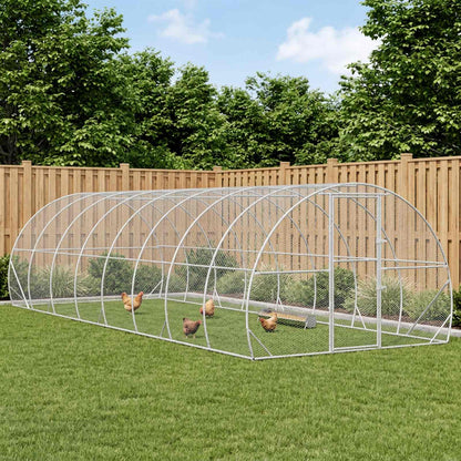 vidaXL Chicken Coop Silver 800 x 300 x 200 cm Galvanised Steel