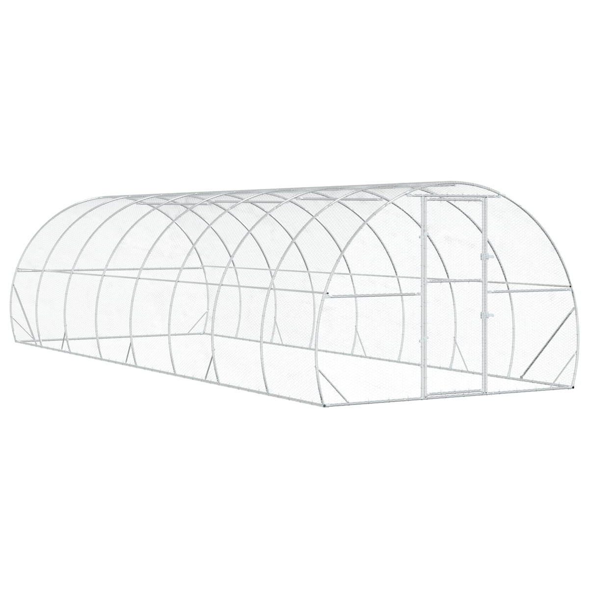 vidaXL Chicken Coop Silver 800 x 300 x 200 cm Galvanised Steel