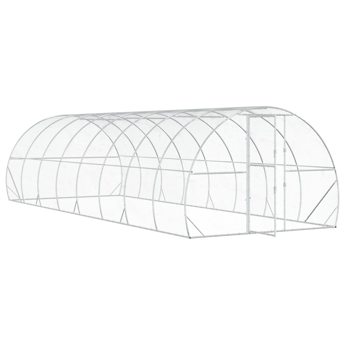 vidaXL Chicken Coop Silver 800 x 300 x 200 cm Galvanised Steel