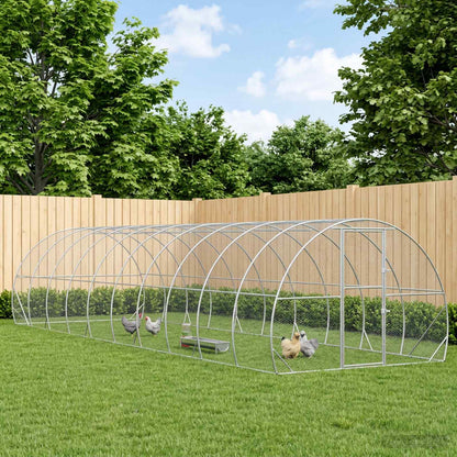 vidaXL Chicken Coop Silver 1000 x 300 x 200 cm Galvanised Steel