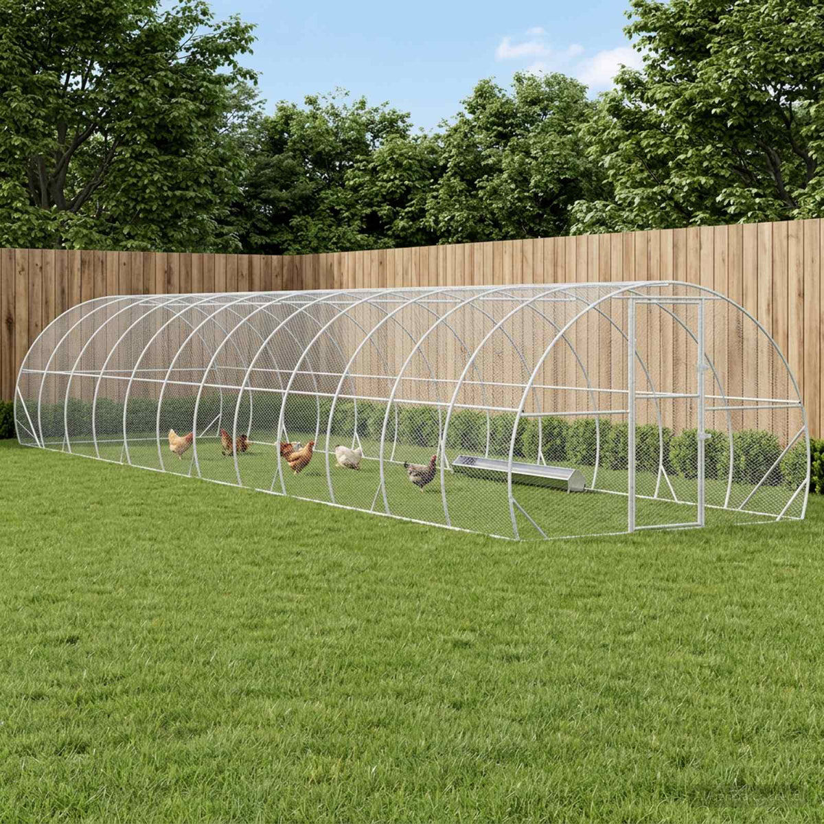 vidaXL Chicken Coop Silver 1200 x 300 x 200 cm Galvanised Steel