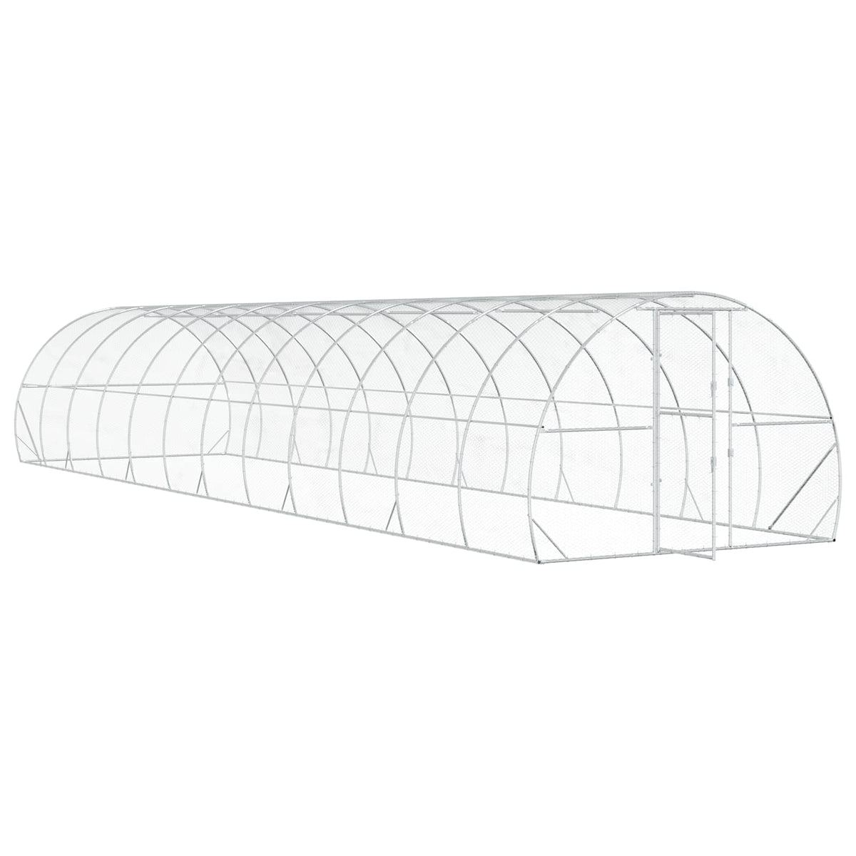 vidaXL Chicken Coop Silver 1200 x 300 x 200 cm Galvanised Steel