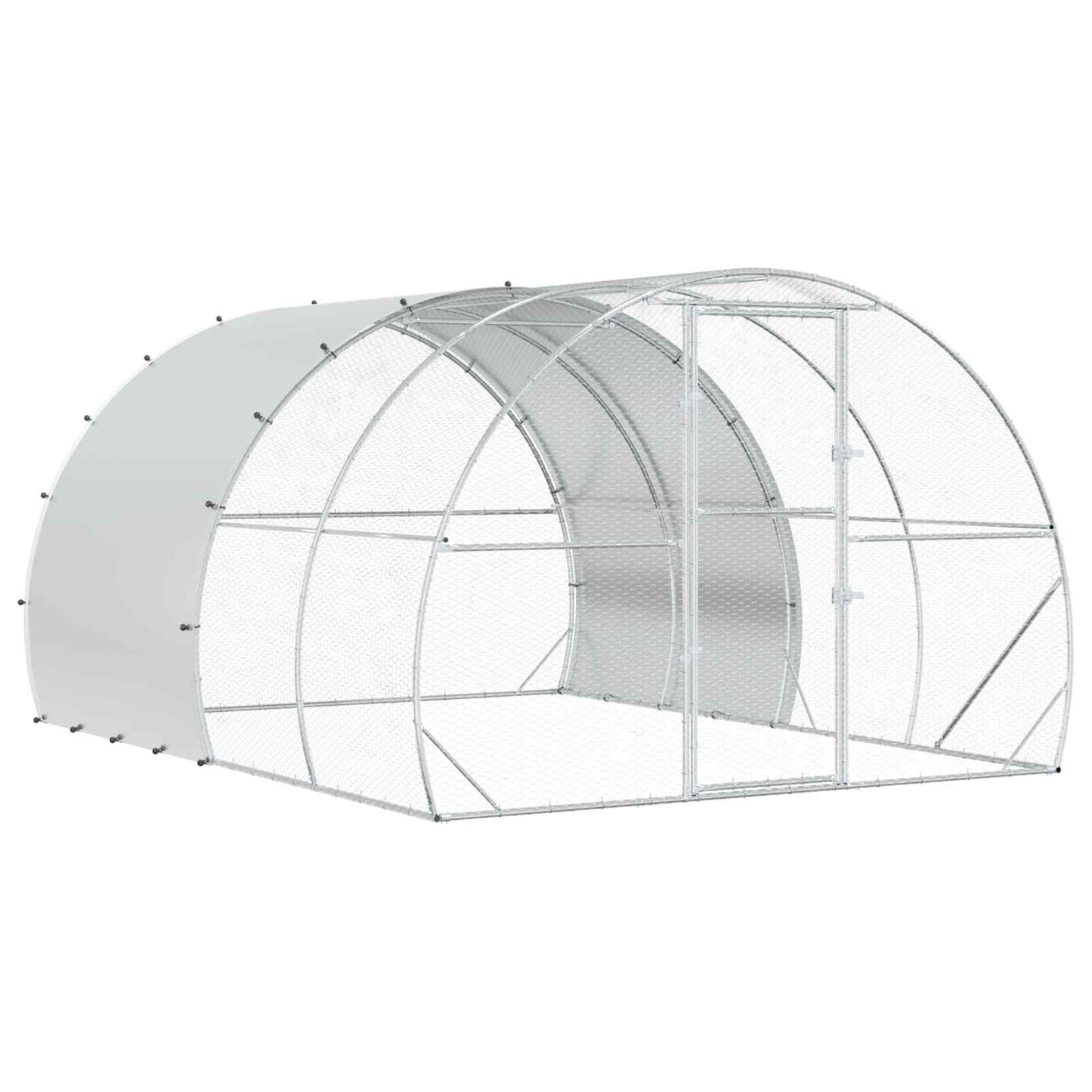 vidaXL Chicken Coop Silver 400 x 300 x 200 cm Galvanised Steel