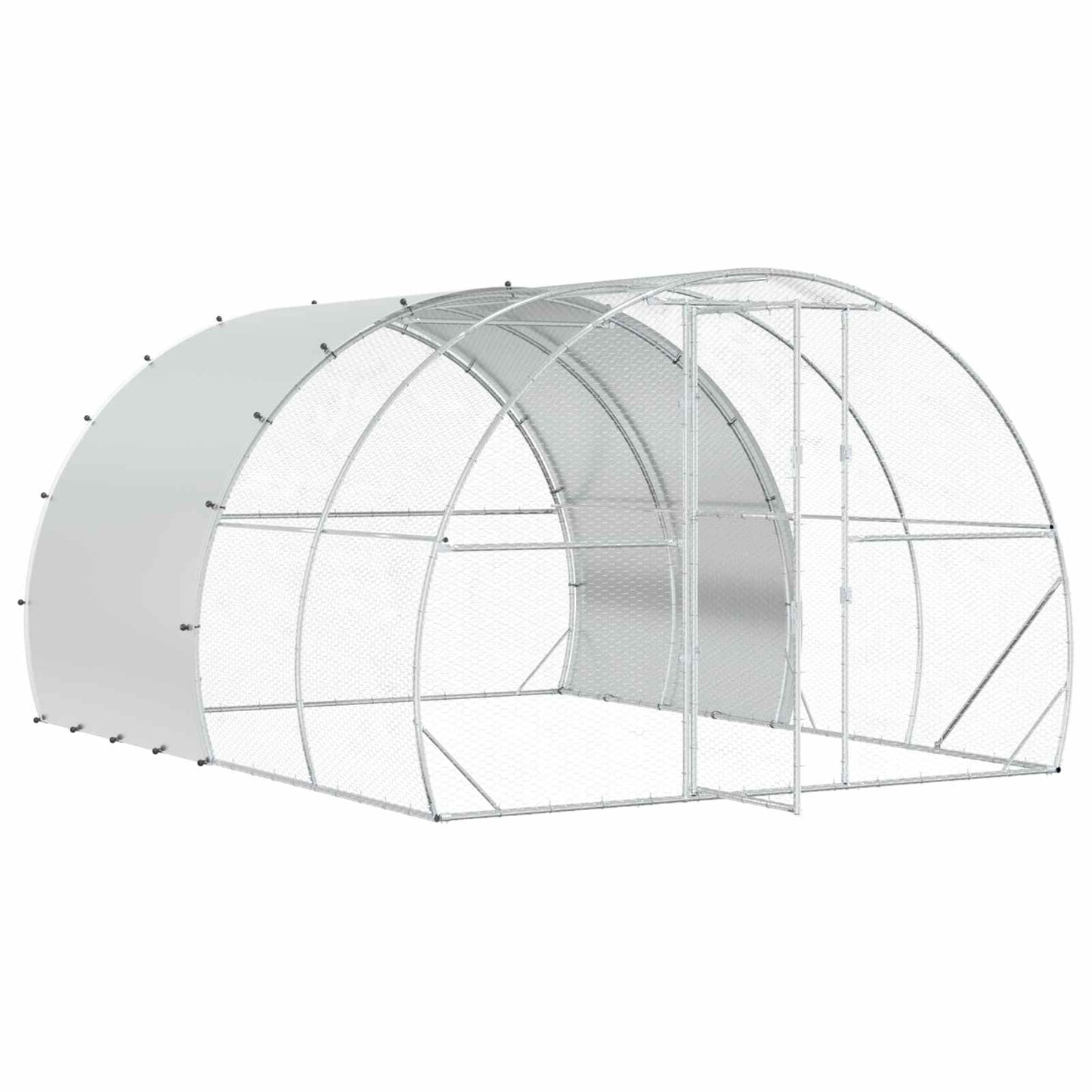 vidaXL Chicken Coop Silver 400 x 300 x 200 cm Galvanised Steel