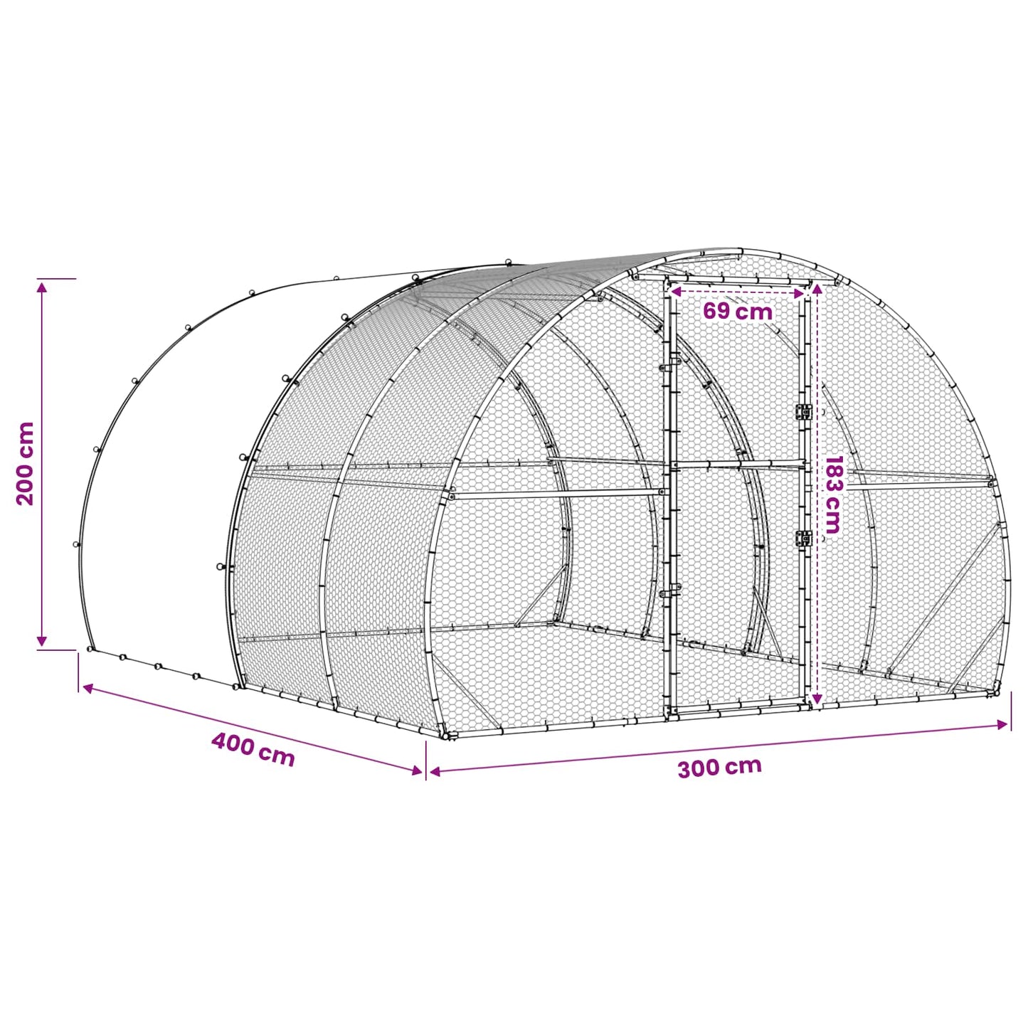 vidaXL Chicken Coop Silver 400 x 300 x 200 cm Galvanised Steel