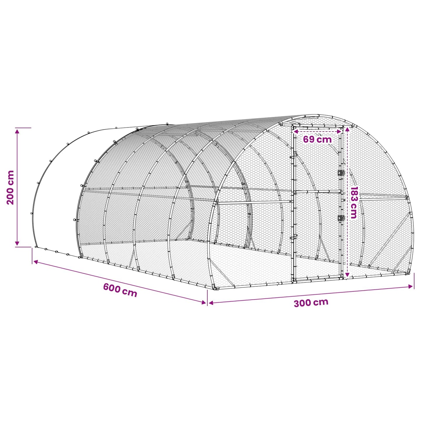 vidaXL Chicken Coop Silver 600 x 300 x 200 cm Galvanised Steel