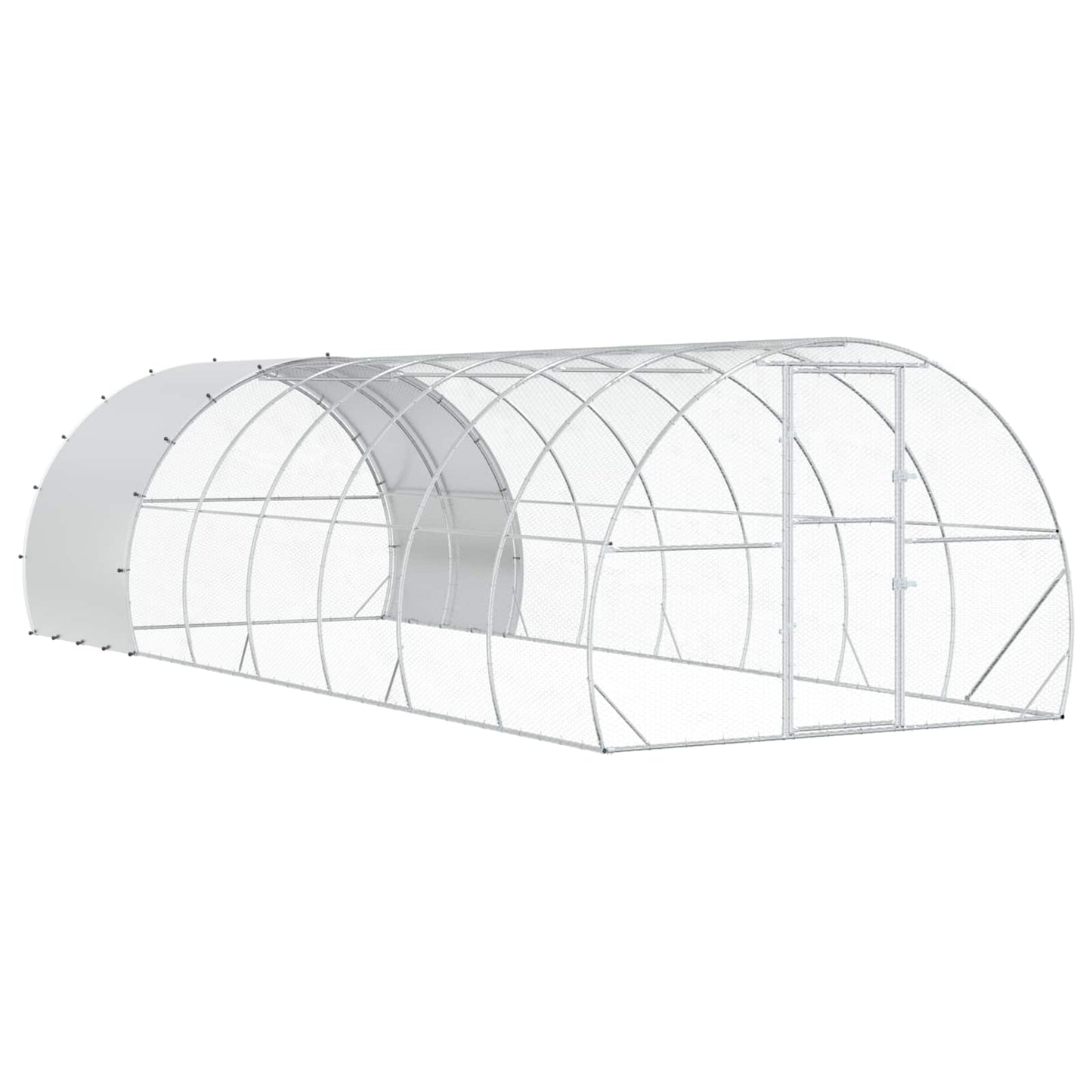 vidaXL Chicken Coop Silver 800 x 300 x 200 cm Galvanised Steel