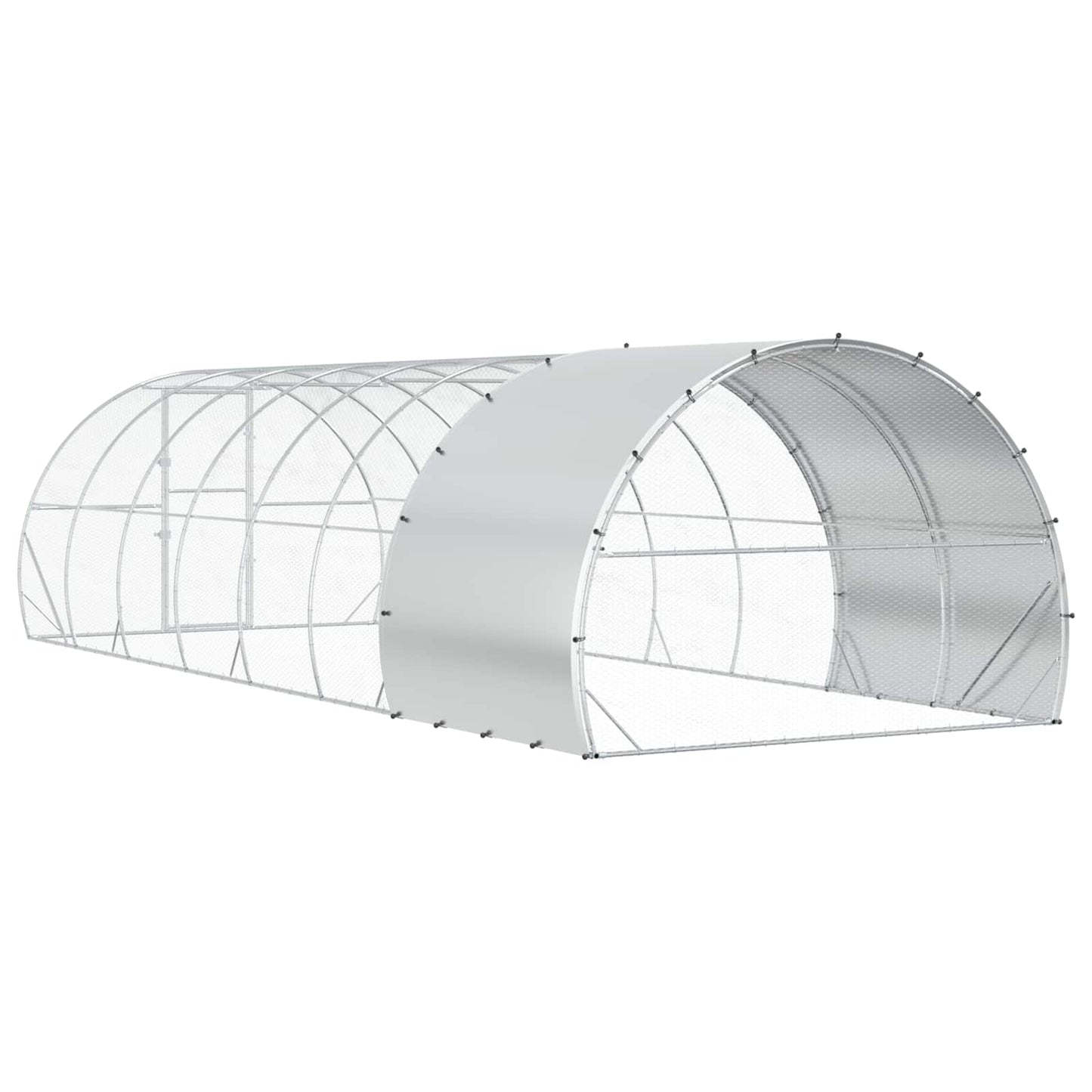 vidaXL Chicken Coop Silver 800 x 300 x 200 cm Galvanised Steel
