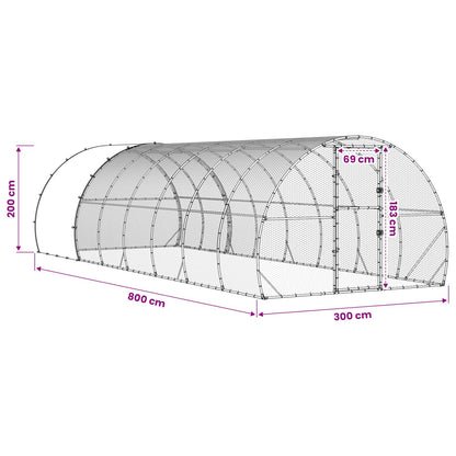 vidaXL Chicken Coop Silver 800 x 300 x 200 cm Galvanised Steel
