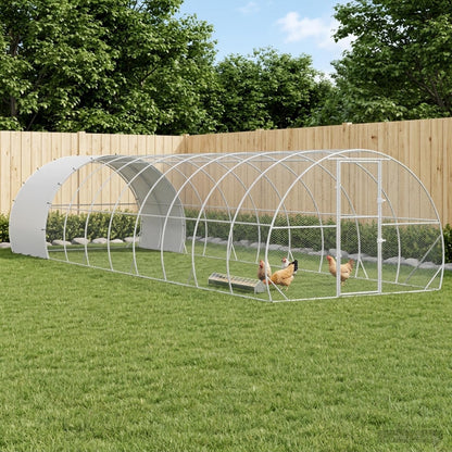 vidaXL Chicken Coop Silver 1000 x 300 x 200 cm Galvanised Steel