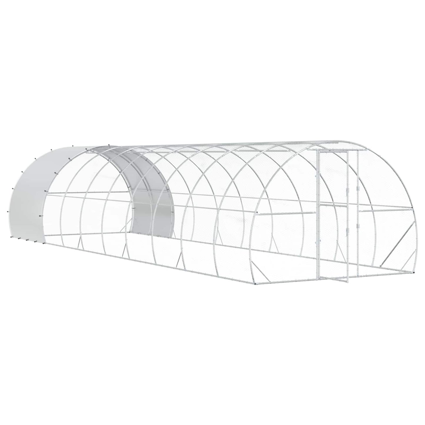 vidaXL Chicken Coop Silver 1000 x 300 x 200 cm Galvanised Steel