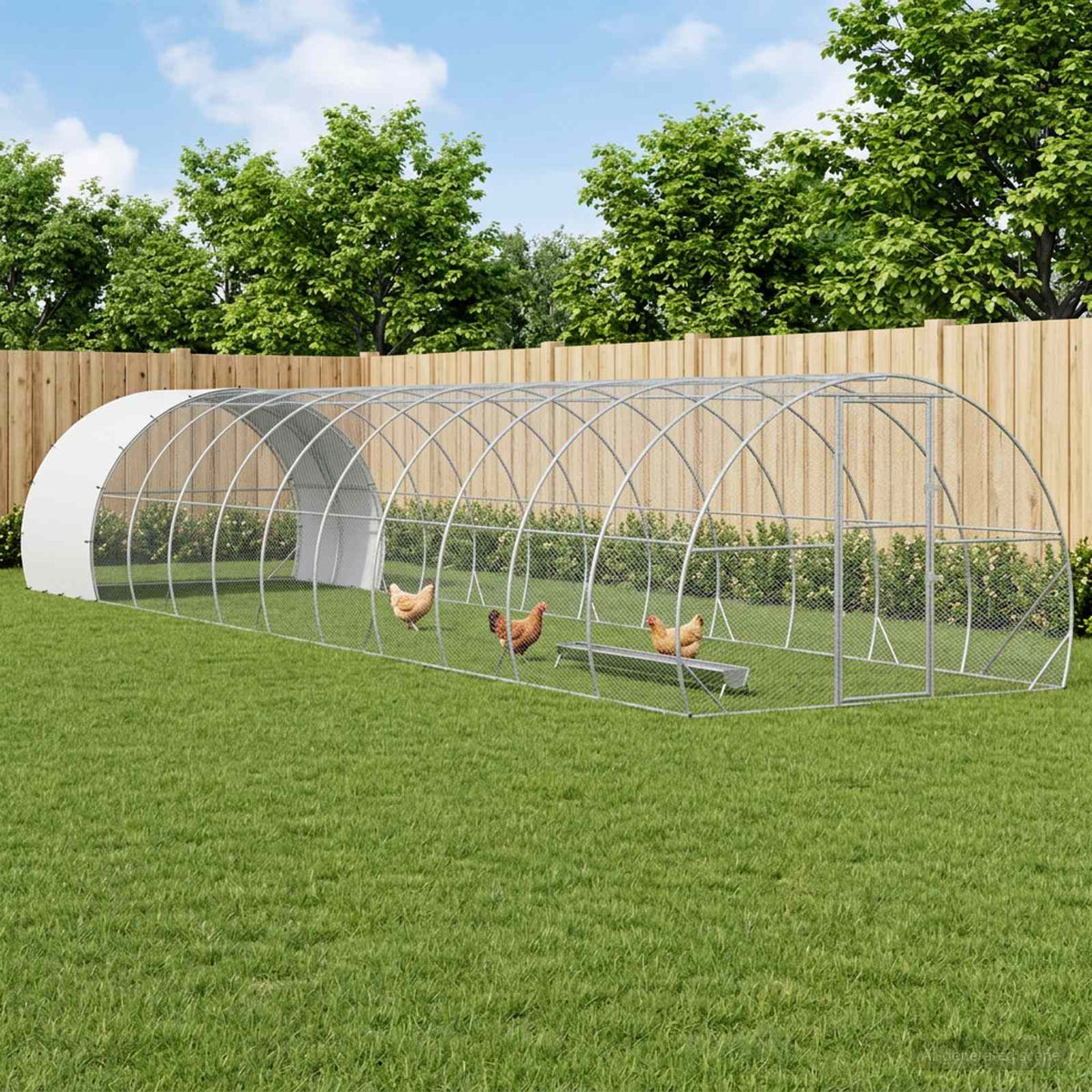 vidaXL Chicken Coop Silver 1200 x 300 x 200 cm Galvanised Steel