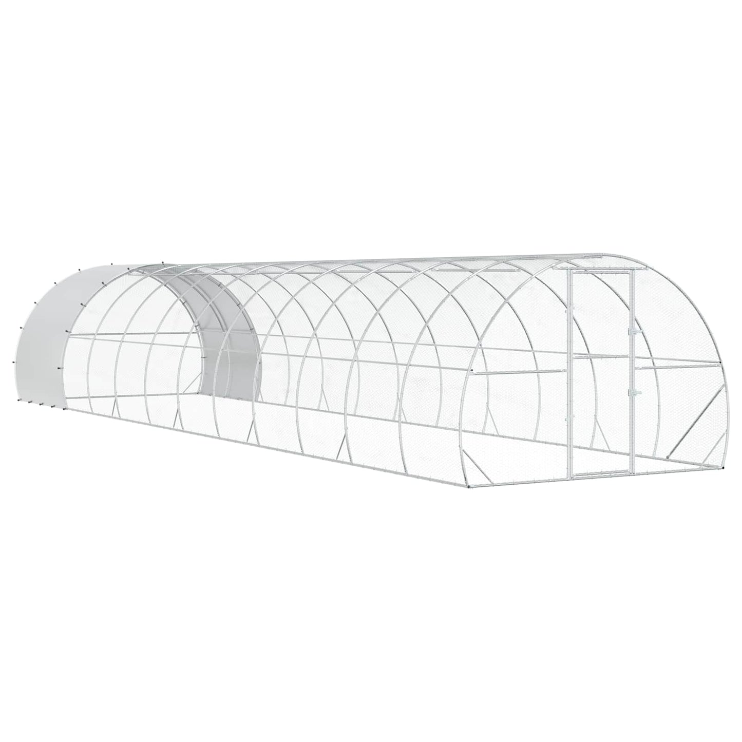 vidaXL Chicken Coop Silver 1200 x 300 x 200 cm Galvanised Steel