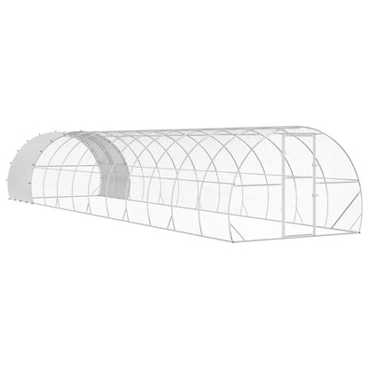 vidaXL Chicken Coop Silver 1200 x 300 x 200 cm Galvanised Steel
