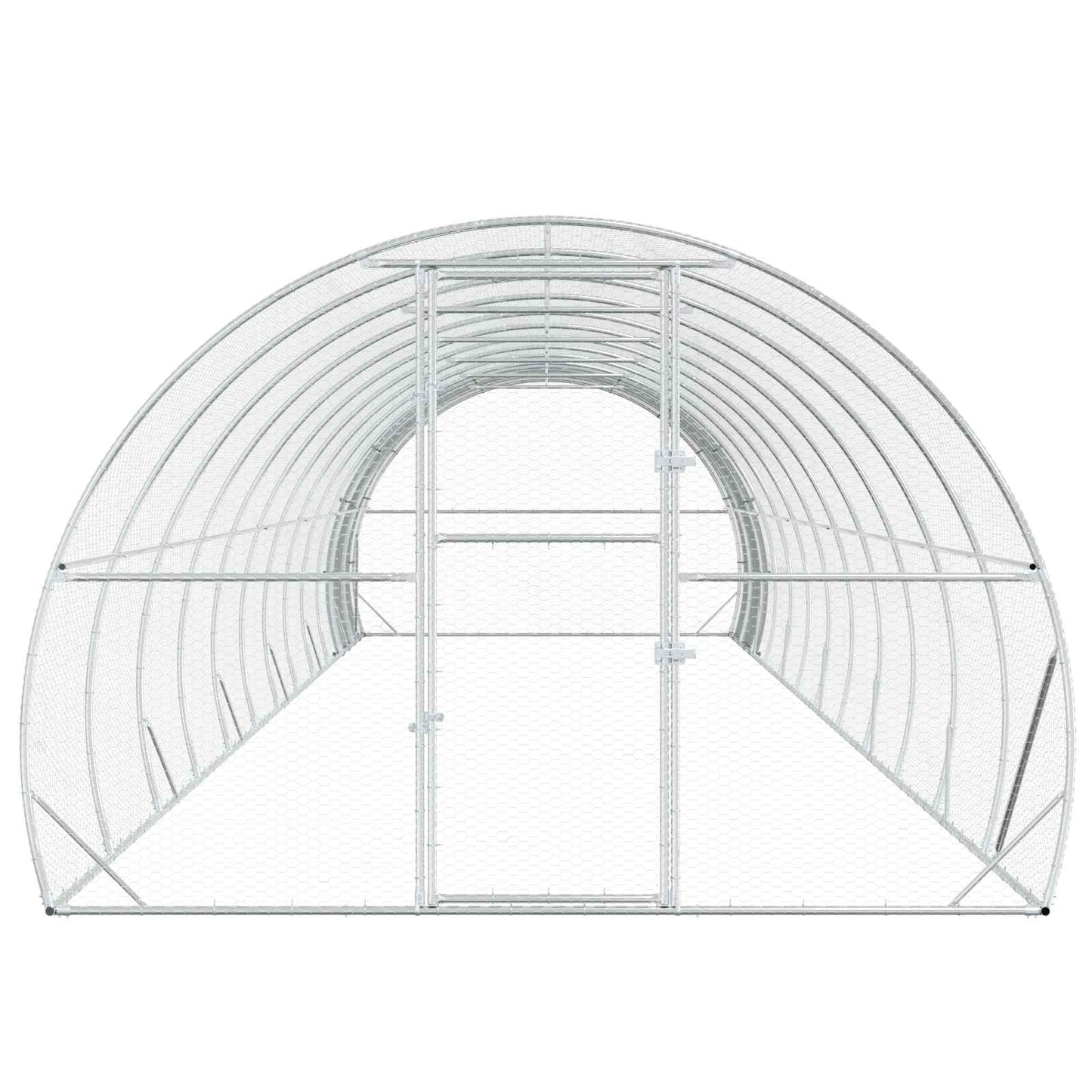 vidaXL Chicken Coop Silver 1200 x 300 x 200 cm Galvanised Steel