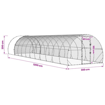 vidaXL Chicken Coop Silver 1200 x 300 x 200 cm Galvanised Steel