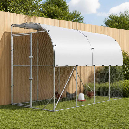 vidaXL Against Wall Chicken Coop Silver 400 x 100 x 215 cm