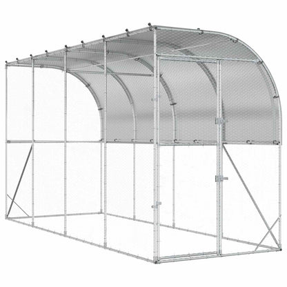 vidaXL Against Wall Chicken Coop Silver 400 x 100 x 215 cm