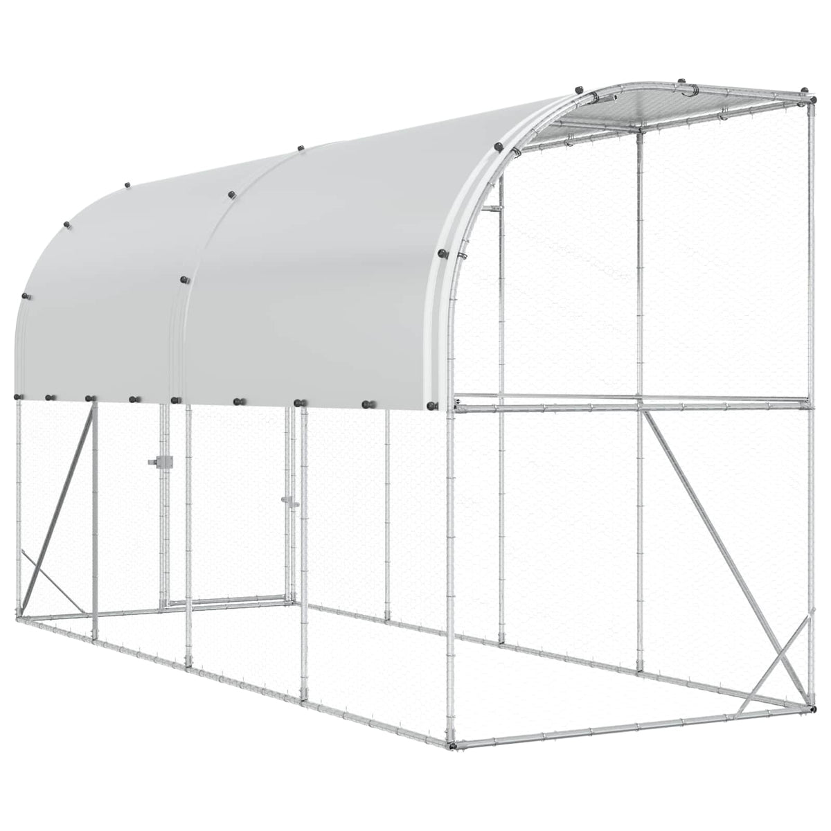 vidaXL Against Wall Chicken Coop Silver 400 x 100 x 215 cm