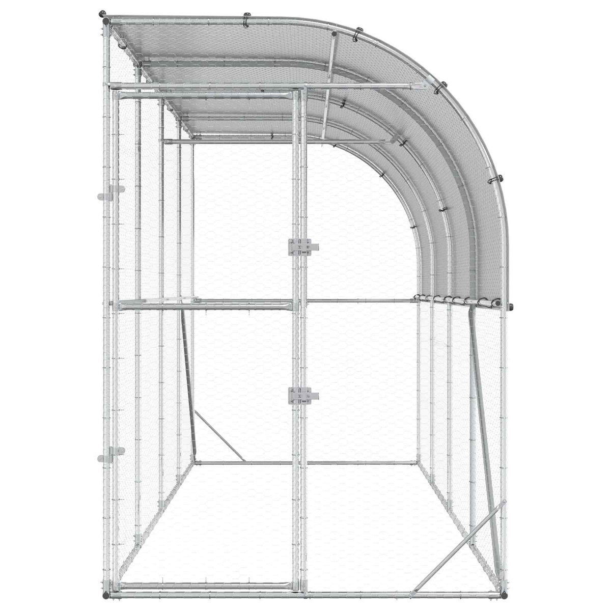 vidaXL Against Wall Chicken Coop Silver 400 x 100 x 215 cm