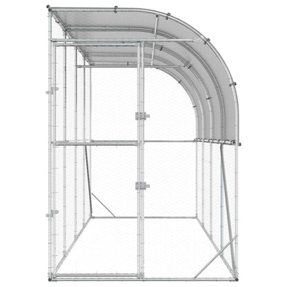 vidaXL Against Wall Chicken Coop Silver 400 x 100 x 215 cm