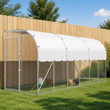 vidaXL Against Wall Chicken Coop Silver 600 x 100 x 215 cm