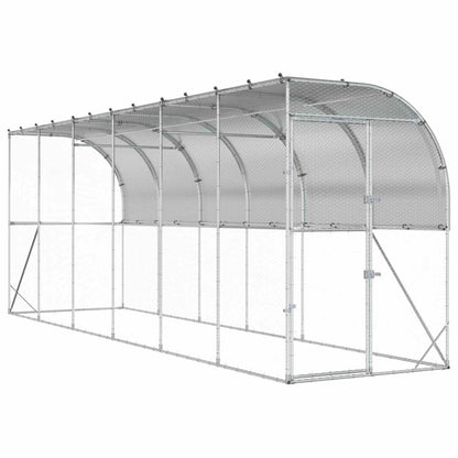 vidaXL Against Wall Chicken Coop Silver 600 x 100 x 215 cm