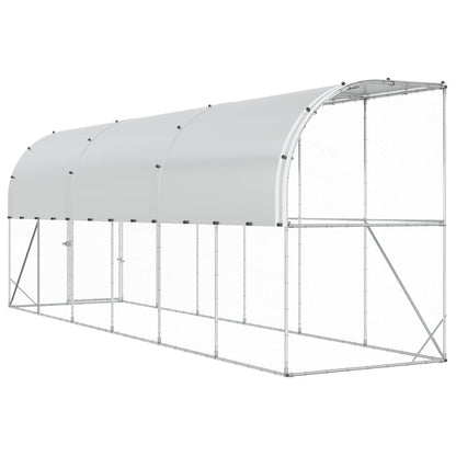 vidaXL Against Wall Chicken Coop Silver 600 x 100 x 215 cm