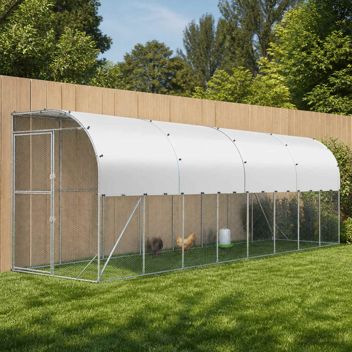 vidaXL Against Wall Chicken Coop Silver 800 x 100 x 215 cm
