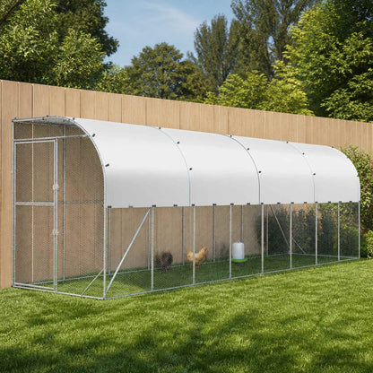 vidaXL Against Wall Chicken Coop Silver 800 x 100 x 215 cm